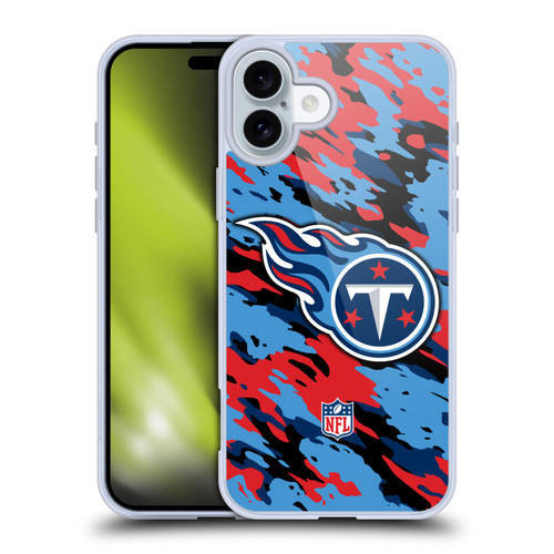 NFL Tennessee Titans Logo Camou Soft Gel Case for Apple iPhone 16 Plus