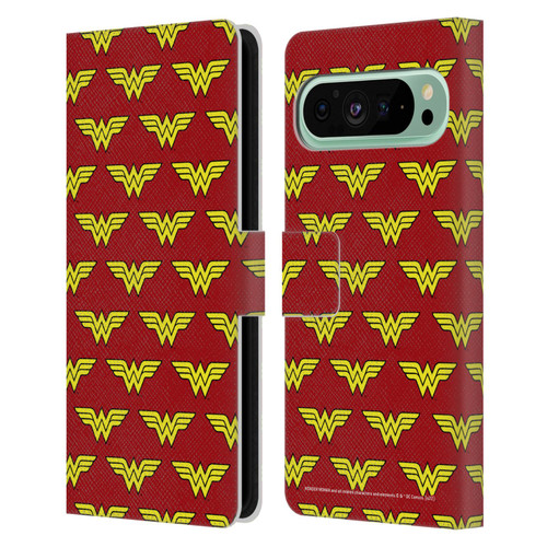 Wonder Woman DC Comics Logos Pattern Leather Book Wallet Case Cover For Google Pixel 9 Pro XL