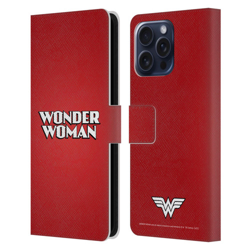 Wonder Woman DC Comics Logos Text Leather Book Wallet Case Cover For Apple iPhone 16 Pro Max