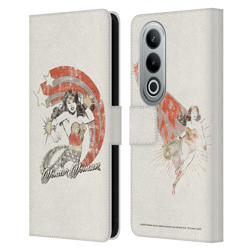 Wonder Woman DC Comics Vintage Art Distressed Leather Book Wallet Case Cover For OPPO OnePlus Ace 3V 5G