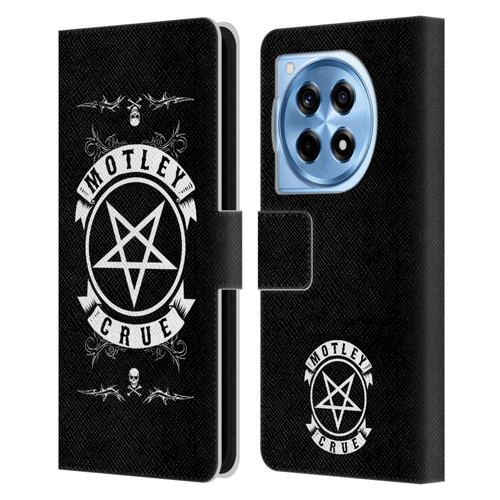 Motley Crue Logos Pentagram And Skull Leather Book Wallet Case Cover For OnePlus 12R
