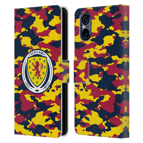 Scotland National Football Team Logo 2 Camouflage Leather Book Wallet Case Cover For Sony Xperia 5 V 5G