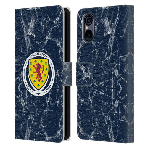 Scotland National Football Team Logo 2 Marble Leather Book Wallet Case Cover For Sony Xperia 5 V 5G