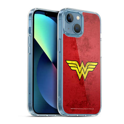 Wonder Woman DC Comics Logos Distressed Look Soft Gel Case for Apple iPhone 13 Mini