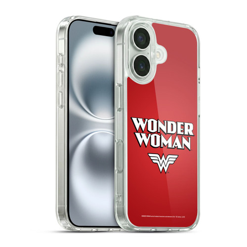 Wonder Woman DC Comics Logos Text Soft Gel Case for Apple iPhone 16