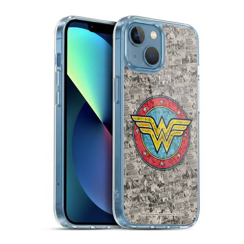 Wonder Woman DC Comics Vintage Art Comics Logo Soft Gel Case for Apple iPhone 13 Mini & MagSafe