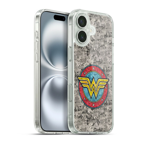 Wonder Woman DC Comics Vintage Art Comics Logo Soft Gel Case for Apple iPhone 16 Plus & MagSafe