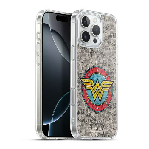 Wonder Woman DC Comics Vintage Art Comics Logo Soft Gel Case for Apple iPhone 16 Pro Max & MagSafe