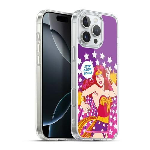 Wonder Woman DC Comics Vintage Art Step Aside Soft Gel Case for Apple iPhone 16 Pro Max & MagSafe