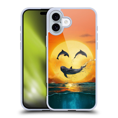 Vincent Hie Graphics Dolphins Smile Soft Gel Case for Apple iPhone 16 Plus