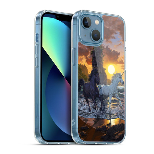 Vincent Hie Key Art Unicorns On The Beach Soft Gel Case for Apple iPhone 13 Mini & MagSafe