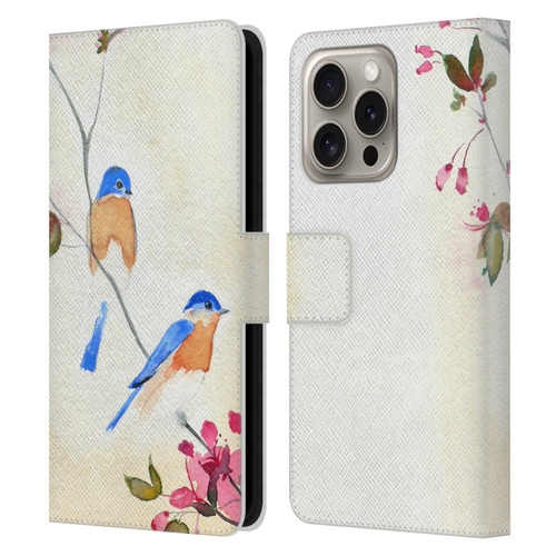 Mai Autumn Birds Blossoms Leather Book Wallet Case Cover For Apple iPhone 16 Pro