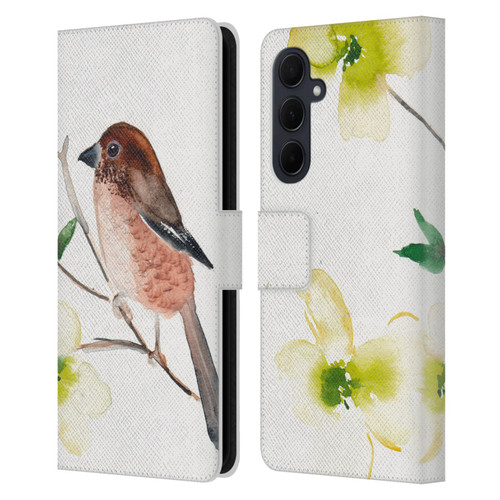Mai Autumn Birds Dogwood Branch Leather Book Wallet Case Cover For Samsung Galaxy A35 5G