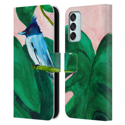 Mai Autumn Birds Monstera Plant Leather Book Wallet Case Cover For Samsung Galaxy M15/F15 5G