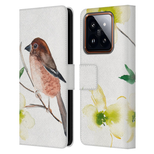 Mai Autumn Birds Dogwood Branch Leather Book Wallet Case Cover For Xiaomi 14