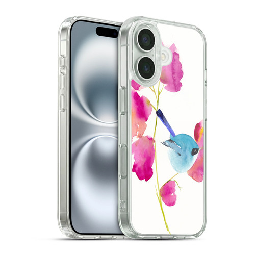 Mai Autumn Floral Blooms Blue Bird Soft Gel Case for Apple iPhone 16 & MagSafe