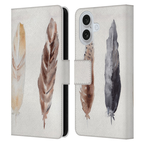 Mai Autumn Feathers Pattern Leather Book Wallet Case Cover For Apple iPhone 16