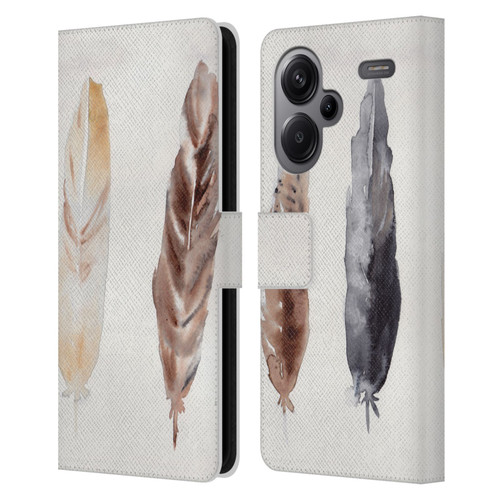 Mai Autumn Feathers Pattern Leather Book Wallet Case Cover For Xiaomi Redmi Note 13 Pro Plus 5G