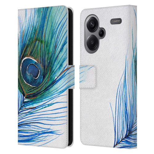 Mai Autumn Feathers Peacock Leather Book Wallet Case Cover For Xiaomi Redmi Note 13 Pro Plus 5G