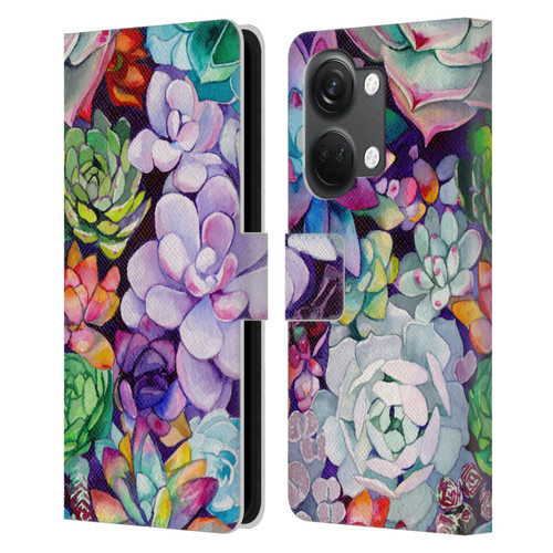 Mai Autumn Floral Garden Succulent Leather Book Wallet Case Cover For OnePlus Nord 3 5G