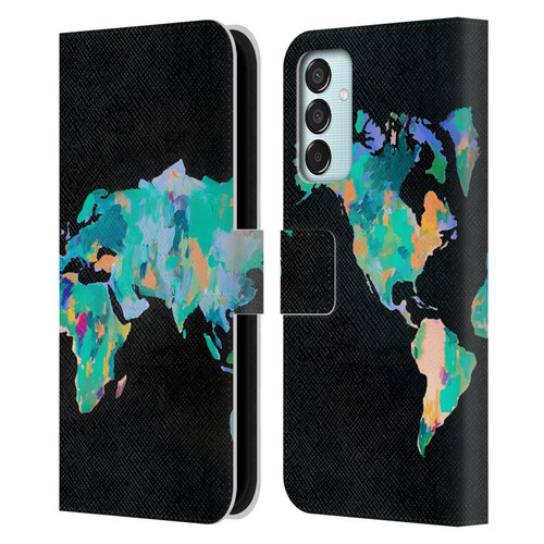 Mai Autumn Paintings World Map Leather Book Wallet Case Cover For Samsung Galaxy M15/F15 5G