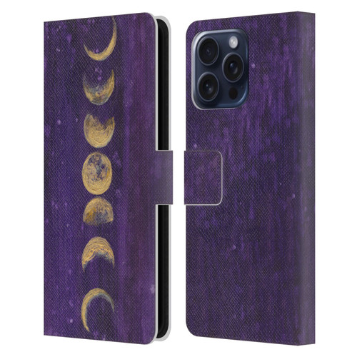 Mai Autumn Space And Sky Moon Phases Leather Book Wallet Case Cover For Apple iPhone 16 Pro Max