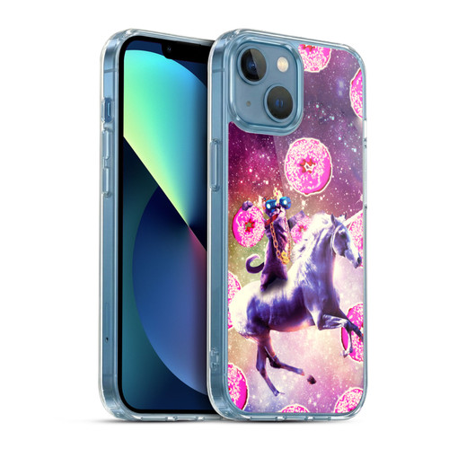Random Galaxy Mixed Designs Thug Cat Riding Unicorn Soft Gel Case for Apple iPhone 13 Mini & MagSafe