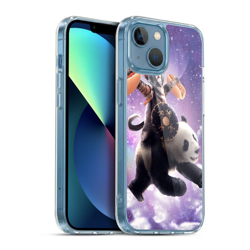Random Galaxy Mixed Designs Warrior Cat Riding Panda Soft Gel Case for Apple iPhone 13 Mini & MagSafe