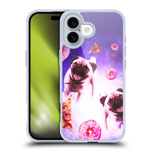 Random Galaxy Mixed Designs Pugs Pizza & Donut Soft Gel Case for Apple iPhone 16