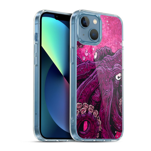 David Lozeau Colourful Grunge Octopus Squid Soft Gel Case for Apple iPhone 13 Mini & MagSafe