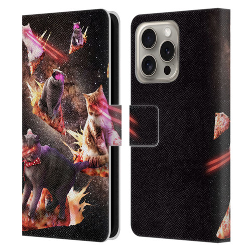 Random Galaxy Space Cat Fire Pizza Leather Book Wallet Case Cover For Apple iPhone 16 Pro