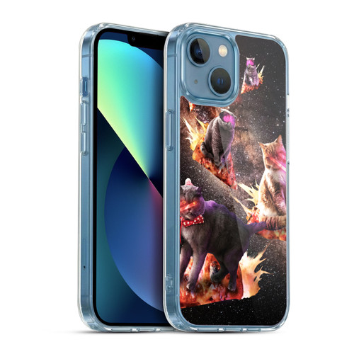 Random Galaxy Space Cat Fire Pizza Soft Gel Case for Apple iPhone 13 Mini & MagSafe
