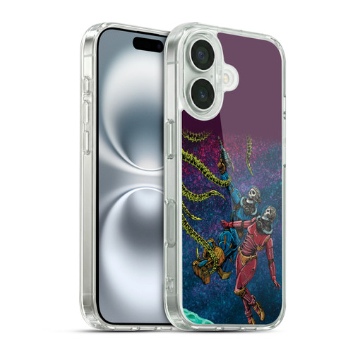 David Lozeau Colourful Grunge Astronaut Space Couple Love Soft Gel Case for Apple iPhone 16 & MagSafe