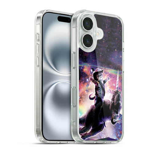 Random Galaxy Space Cat Dinosaur Unicorn Soft Gel Case for Apple iPhone 16 & MagSafe