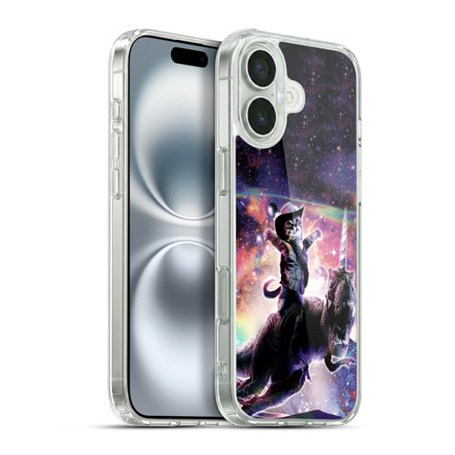 Random Galaxy Space Cat Dinosaur Unicorn Soft Gel Case for Apple iPhone 16 Plus & MagSafe