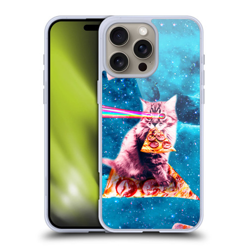 Random Galaxy Space Cat Lazer Eye & Pizza Soft Gel Case for Apple iPhone 16 Pro Max