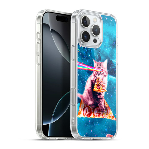Random Galaxy Space Cat Lazer Eye & Pizza Soft Gel Case for Apple iPhone 16 Pro Max & MagSafe