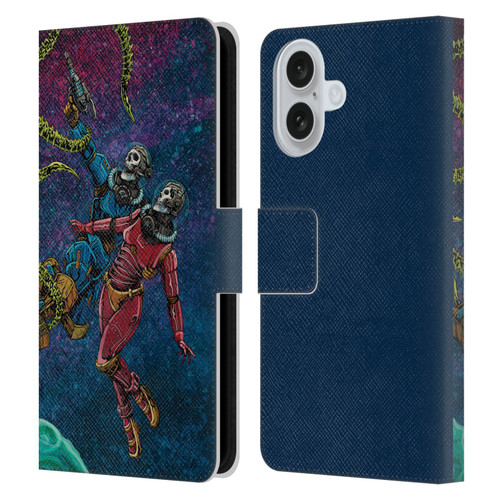 David Lozeau Colourful Grunge Astronaut Space Couple Love Leather Book Wallet Case Cover For Apple iPhone 16