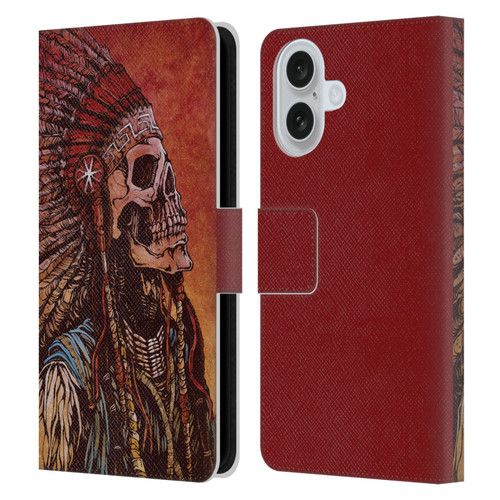 David Lozeau Colourful Grunge Native American Leather Book Wallet Case Cover For Apple iPhone 16
