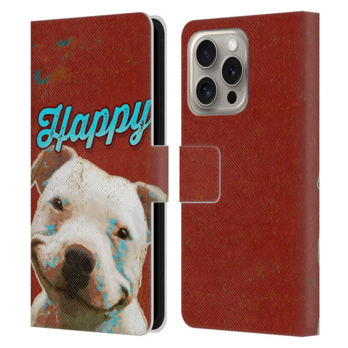 Duirwaigh Animals Pitbull Dog Leather Book Wallet Case Cover For Apple iPhone 16 Pro