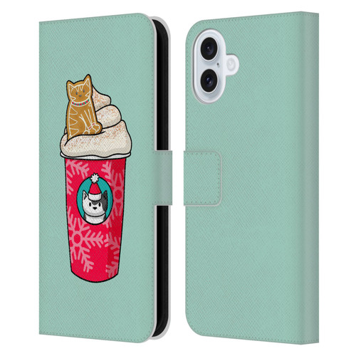 Beth Wilson Doodlecats Gingerbread Latte Leather Book Wallet Case Cover For Apple iPhone 16 Plus