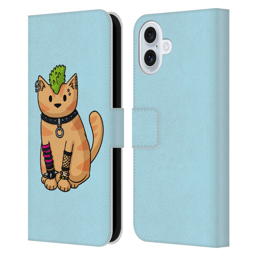 Beth Wilson Doodlecats Punk 2 Leather Book Wallet Case Cover For Apple iPhone 16 Plus