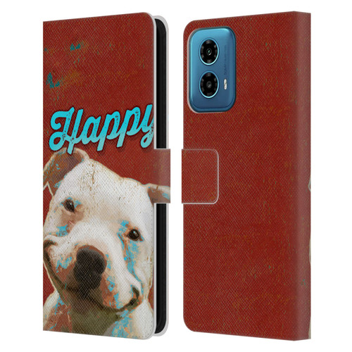 Duirwaigh Animals Pitbull Dog Leather Book Wallet Case Cover For Motorola Moto G34 5G