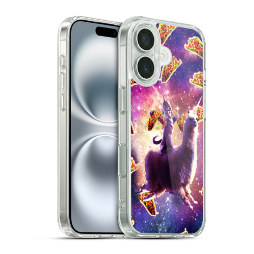 Random Galaxy Space Llama Warrior Cat & Tacos Soft Gel Case for Apple iPhone 16 & MagSafe