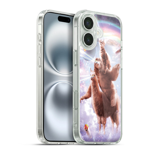 Random Galaxy Space Llama Sloth & Cat Lazer Eyes Soft Gel Case for Apple iPhone 16 Plus & MagSafe