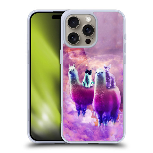 Random Galaxy Space Llama Kitty & Cat Soft Gel Case for Apple iPhone 16 Pro Max