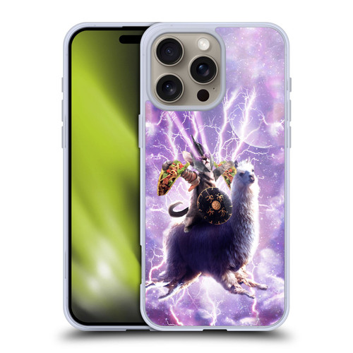 Random Galaxy Space Llama Lazer Cat & Tacos Soft Gel Case for Apple iPhone 16 Pro Max