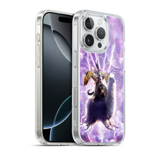 Random Galaxy Space Llama Lazer Cat & Tacos Soft Gel Case for Apple iPhone 16 Pro & MagSafe