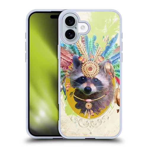 Duirwaigh Boho Animals Raccoon Soft Gel Case for Apple iPhone 16 Plus & MagSafe