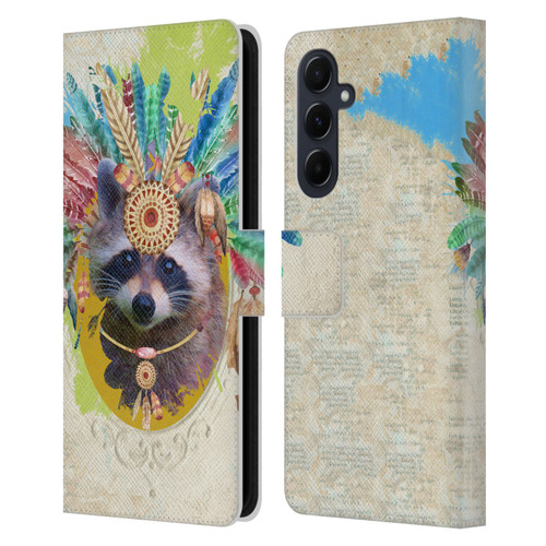 Duirwaigh Boho Animals Raccoon Leather Book Wallet Case Cover For Samsung Galaxy A55 5G